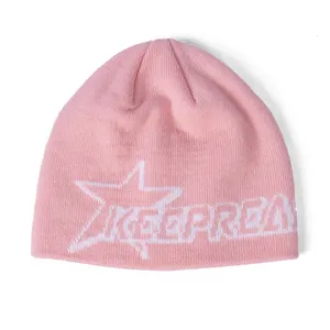 Berretto jacquard unisex con grafica cappelli invernali lavorati a maglia con logo ricamato personalizzato all'ingrosso