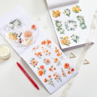Carnet de notes vintage à succès : Journal de fleurs d'Europe et des États-Unis, matériel de carnet, livre d'autocollants réutilisables