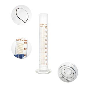 Cylindre <span class=keywords><strong>gradué</strong></span> <span class=keywords><strong>en</strong></span> <span class=keywords><strong>verre</strong></span> borosilicate à double échelle métrique, à parois épaisses, résistant à la chaleur, pour laboratoire - Product Image 2
