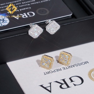 Square Shape VVS Moissanite Stud <b>Earrings</b> 925 Silver <b>Gold</b> Plated Stud <b>Earring</b> Fine Hip HOP Jewelry <b>Men</b> Women - Product Image 4