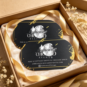 Cartes <span class=keywords><strong>de</strong></span> visite ovales noires mates épaisses 300 g/m² sur mesure pour les marques <span class=keywords><strong>de</strong></span> planification d'événements - Product Image 3