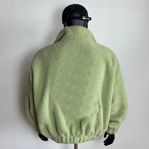 Chaqueta de lana <span class=keywords><strong>polar</strong></span> para hombre con cuello levantado y logotipo personalizado de fábrica OEM, chaqueta de lana de Sherpa con cremallera bordada - Product Image 6