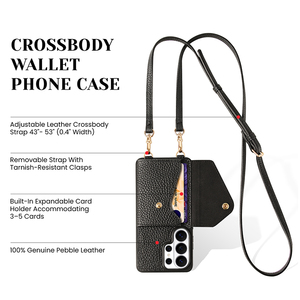 High Quality Custom Luxury Genuine Leather Magnet <strong>Wallet</strong> <strong>Phone</strong> <strong>case</strong> with Card Holder for samsung S25 S26 Ultra - Product Image 1