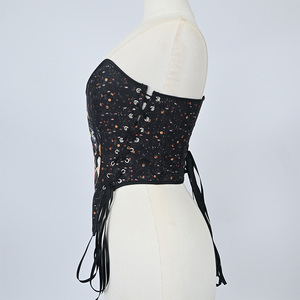 Haut court bustier imprimé pour femme, sans manches, en polyester et nylon, ajustable, avec bretelles fines, style été, haute qualité - Product Image 2