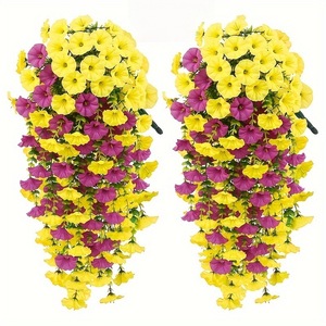 Vignes artificielles d'eucalyptus et de glycine H357, à suspendre au mur, fleurs en forme de trompette, décoration extérieure pour la maison, protection solaire - Product Image 2