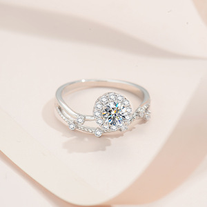Werkseitig angepasste Großhandel Silber S925 Canruo Xinghe Ring Moissan ite <span class=keywords><strong>50</strong></span> beleuchtete Schneid spitze - Product Image 1