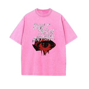 T-Shirt Unisex Vintage Effetto Invecchiato con Stampa Lettering Hip Hop, 230G Pesante, 100% Cotone, Stampa Diretta, Stile Street Cool per Uso Quotidiano - Product Image 3