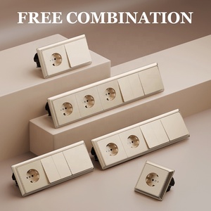 Vàng PC Bảng Điều Chỉnh Đức Nga Tây Ban Nha 2P + E Tường Ổ Cắm Tiêu Chuẩn Châu Âu Đức Trái Đất Ổ Cắm Với Trẻ Em Bảo Vệ - Product Image 5