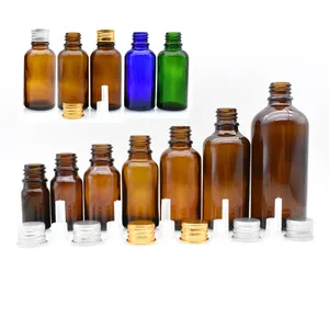 wholesale 5ml 10ml 15ml 20ml 30 ml 50 ml 100 ml clear green blue amber glass dropper bottle with aluminum caps for essential oil