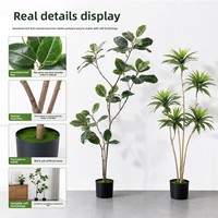 Tanaman Pot Artifisial PU Sutra Berkualitas Tinggi, Mirip Asli, Bunga Lily, Bambu, Ficus Bengal, Hiasan Lantai, Dekorasi Rumah & Luar Ruangan, Impor