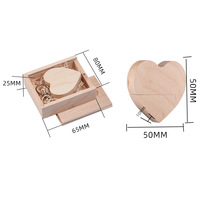 Logotipo personalizado Caja de madera Forma de corazón 2,0 3,0 64GB 2GB 32GB 16GB 4GB 8GB Unidad de memoria flash Pendrive Pen Drive para regalo de boda