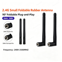 Antenne pliable haut de gamme 2.4G avec connecteur SMA, 3dBi, 11cm, omnidirectionnelle verticale, VSWR 1.5, 50 Ohm, 10W, noire, pour routeur et module Wifi