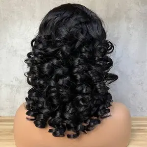 New Style High Density Loose Curly Fumi Curl Black Piano Color #4/27 99J Human Hair Wig 13x4 Lace Front Human Hair Frontal Wigs