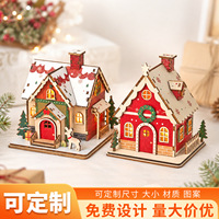 Kit de bricolage pour maison en bois de Noël, modèle à assembler soi-même, ornement de construction en bois fait main pour la décoration de table et de la maison