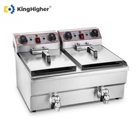 Friteuse électrique commerciale double en acier inoxydable pour comptoir, machine à frites et corn-dogs pour restaurant