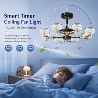 Ventilador de Techo LED Moderno de 48 Pulgadas con Luz, Control Remoto y 6 Velocidades para Sala de Estar y Dormitorio