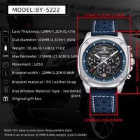 BENYAR 5222 Brandneue Herrenuhr Top-Luxus Quarz Herren-Chronograph Wasserdicht Nachtlicht Sport-Lederuhren für Männer Reloj