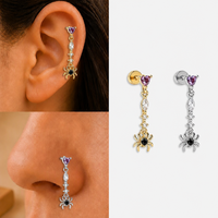Cincin Hidung Tengkorak Gothic ZUOLA Halloween Lapisan Emas 18K 5A CZ Titanium Bedah Grosir