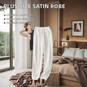 High Quality <b>Plus</b> <b>Size</b> Soft Satin Plain Dyed Elegant Simple Casual Solid Sexy Winter Bridal Robes Bridesmaid Women's Lace Trim - Product Image 2