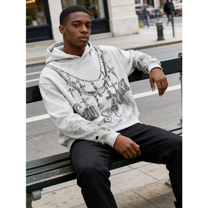 Sweat à capuche pour homme OEM personnalisé, blanc, de haute qualité, zippé, style vintage, effet usé, coupe ample, 400 GSM, streetwear - Product Image 3