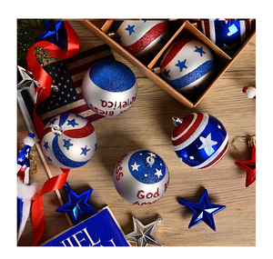 เครื่องประดับวันรำลึก9ชิ้นของประดับ4th แบบรักชาติของลูกบอลดาว july เครื่องประดับวันเอกราชลูกบอลแขวนสีแดงสีน้ำเงินสีขาว - Product Image 3