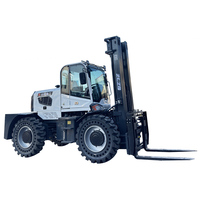 Chariot élévateur tout-terrain blanc de 5 tonnes avec pneus pleins de haute qualité Hauteur de levage de 6 mètres en ligne avec les moteurs standard de l'UE