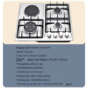 Factory Wholesale 4 Burner Gas and Electric <b>Cooker</b> Hob Stainless Steel Home Cooking Equipment With Glass for RV Use - Product Image 2