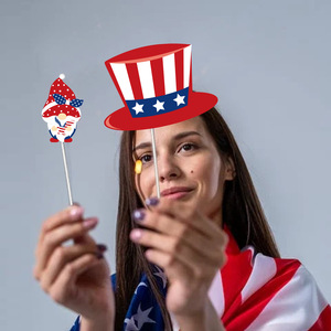 Accessoires photo pour la fête de la Fête nationale américaine, du Jour de l'Indépendance et du Jour du Souvenir : Chapeaux personnalisables multi-formes avec motif étoilé USA - Product Image 3