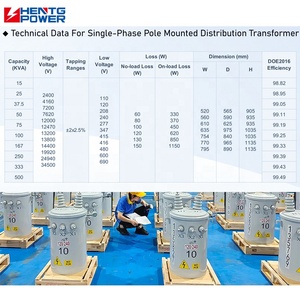 Potenza HENTG 15kVA 37.5kVA 100kVA monofase polo montato trasformatore di distribuzione 75kVA - Product Image 3