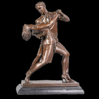 Sculpture de couple dansant en bronze, taille réelle, romantique, art moderne extérieur, statue en métal d'une femme nue dansant avec un homme