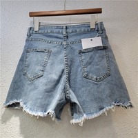 Shorts en jean pour femme, taille haute, ornés de perles, sexy, à sequins, avec ourlet en dentelle flamboyante, effet vieilli et effiloché, collection été 2026, vente en gros, tendance
