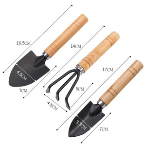 Ensemble d'outils de jardinage en trois pièces, manche en bois, râteau pour fleurs, petite <span class=keywords><strong>pelle</strong></span>, <span class=keywords><strong>mini</strong></span> houe pour la plantation de légumes et de plantes succulentes - Product Image 5