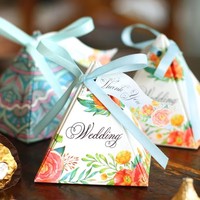 Boîte à bonbons triangulaire en forme de pyramide, boîtes cadeaux en papier pour mariage, sacs à chocolat, emballage cadeau pour mariage