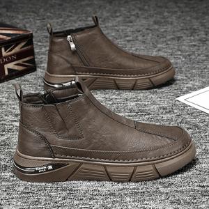 Best-selling Unisex Winter <b>Warm</b> Comfortable Ankle & Bootie Genuine Leather Waterproof Cloth <b>Boots</b> Plush Midsole for Casual <b>Work</b> - Product Image 5