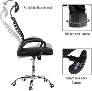 Chaise de bureau pivotante confortable pour ordinateur à domicile, avec dossier et assise, idéale pour les longues sessions de travail - Product Image 3