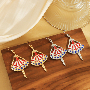 Pendientes de Moda, Pendientes Colgantes con Forma de Bailarina de Ballet, Pendientes Creativos de Color Rojo y Azul de Alta Calidad - Product Image 2