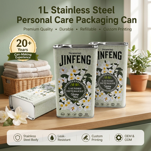 1L Luxury Custom Stainless Steel Packaging Can Refillable Aromatherapy <b>Laundry</b> <b>Detergent</b> Dispenser Bottle for Household Cleaning - Product Image 1