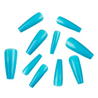 100pcs Kuku Palsu Warna Solid Medium Ballerina French ABS Akrilik Tip Kuku Tekan untuk Jari
