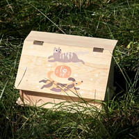 Boîte de rangement pour animaux de compagnie, urne commémorative, boîte en bois pour accessoires pour animaux, couvercle rabattable avec motif brossé personnalisable