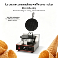 Machine à gaufres électriques commerciale avec contrôle automatique de la température et minuteur, prise EU/UK/US personnalisée pour cornets de crème glacée, crêpes et pancakes