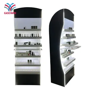 Wall mounted display cabinets cosmetic display shelf floor metal stand with led light