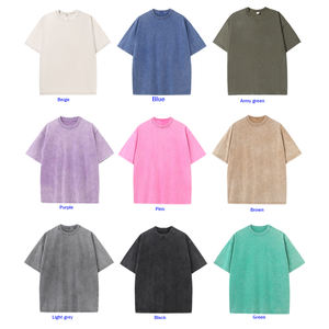 Lavado transfronterizo de 230g de talla grande para hacer una camiseta de flores fotocopiada antigua, jersey de cuello redondo pesado, Camiseta de algodón personalizada - Product Image 3