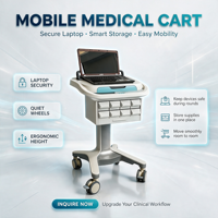 Chariot médical pour ordinateur portable avec tiroir, chariot mobile pour infirmières sur roulettes, poste de travail en ABS pour clinique et service