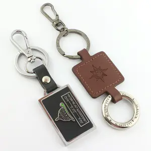 Leder Schlüssel bund Laser Logo Metall und Leder Schlüssel ring Benutzer definierte Leder Auto Logo Schlüssel bund