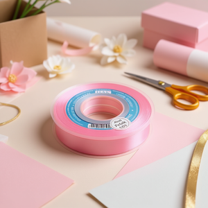 ริบบิ้นผ้าซาตินอิลัน 2.5 ซม. 25 หลา สีชมพูกลีบดอก D07 - Product Image 2