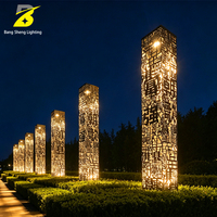 Lámpara de Columna Hueca de Acero Inoxidable, Estilo Chino Moderno, para Paisajes, Senderos de Turismo Cultural y Parques Urbanos