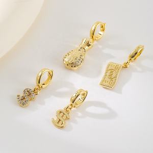 लक्जरी सोने की संपत्ति थीम पेंडेंट गहने-डॉलर साइन और मनी बैग क्लिप महिलाओं के लिए हीरे-ट्रेंडी गहने - Product Image 1