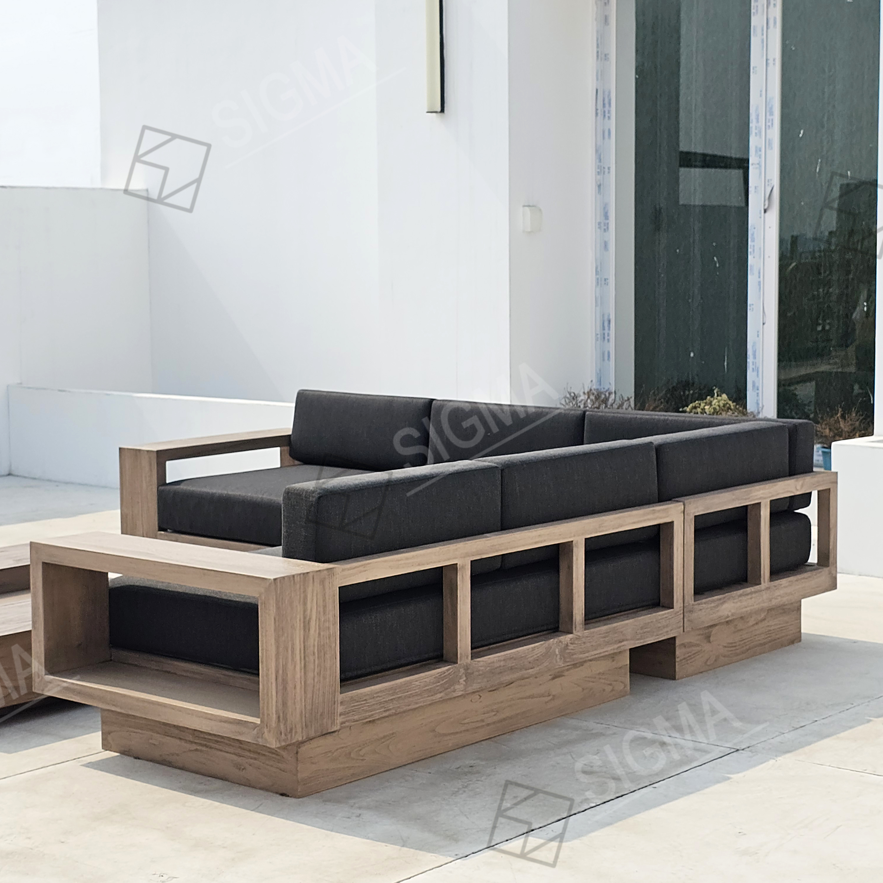 2025 Jinhua Sigma Custom Modern Teak Outdoor Furniture Luxury Patio Sofa Set for Courtyards Exteriors-for Hotels Parks