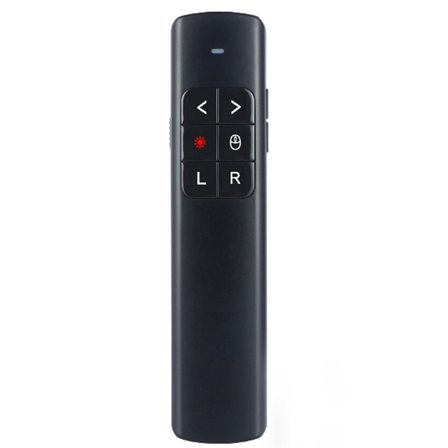 Black Wireless Presenter Air Mouse Laser Pointer Learning Code Enabled Automatic 2.4GHz USB Rechargeable Presenter Control
