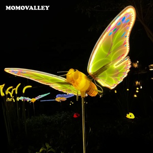 3D Fly azules deco boda voladores movimiento gigante para Navidad decoracion jardin hadas mariposa LED de flores - Product Image 4